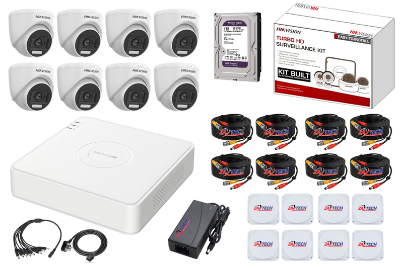 Hikvision 8CH Full Dome CCTV Kit with 1TB HDD ,Zatech Ready Cables &amp; JB