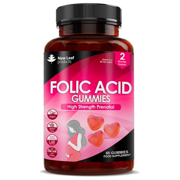 Folic Acid Gummies Vegan High Strength -Pregnancy Support,Women's Daily Vit