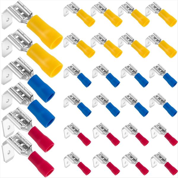 Spade Connectors,22-10 AWG 1/4In Quick Disconnect Piggyback Spade Assortmen
