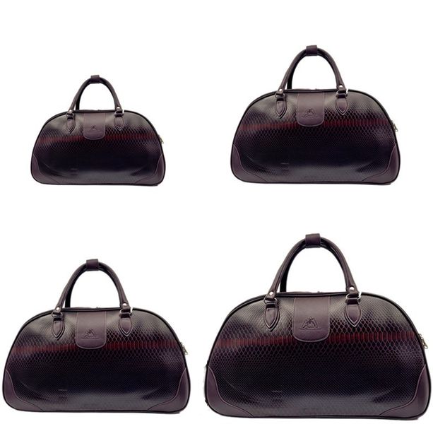 Brown Color 4 Pieces Set Large Travel Duffel PU Leather Luggage Bags
