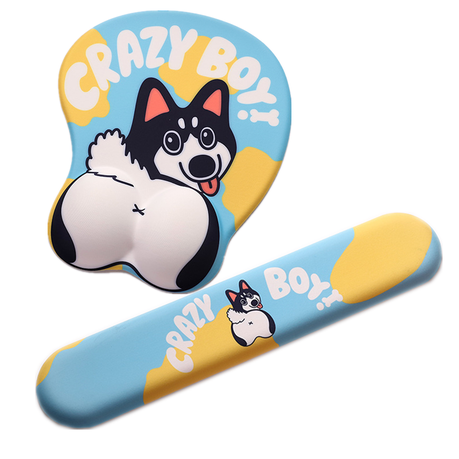 Cute cartoon Husky pattern silicone mouse wrist pad and keyboard hand pad Image