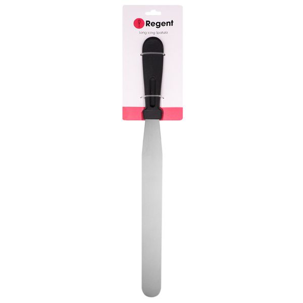 Regent Icing Spatula Long with Black PP Handle - 320x30x15mm