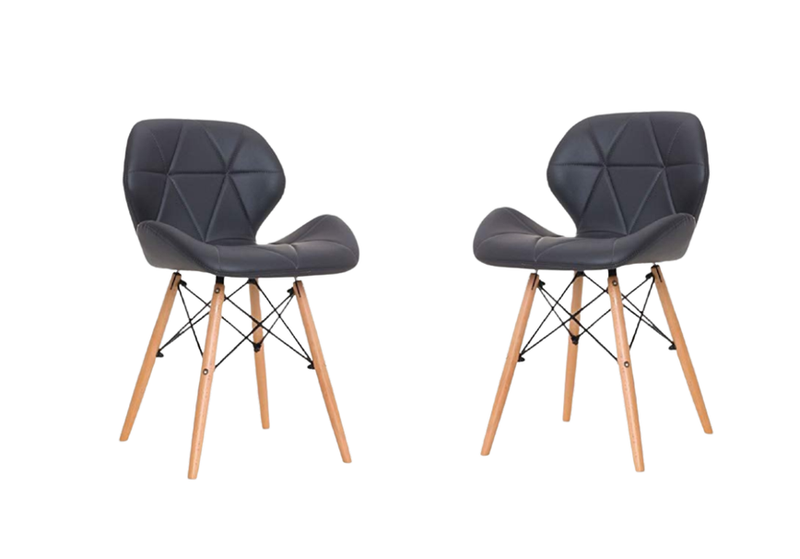 2 Piece Pre-Assembled Padded Dining Chair with Solid Wooden Legs