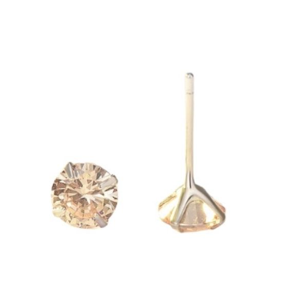 6mm 925 Sterling Silver Gemstone Stud Earrings - Clear