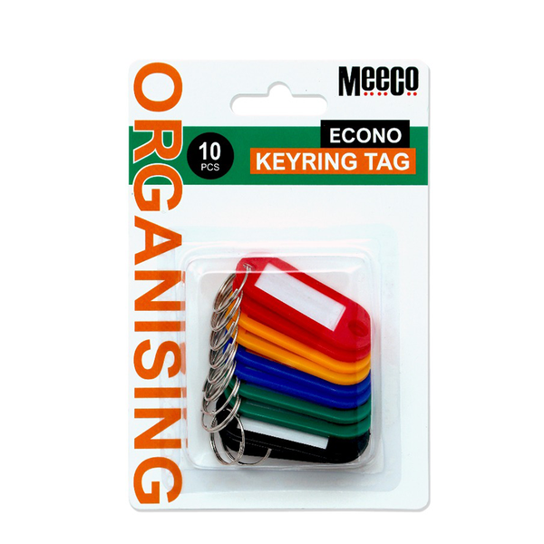 Meeco Economy Keyring Tags - Pack of 10 - Multicolour