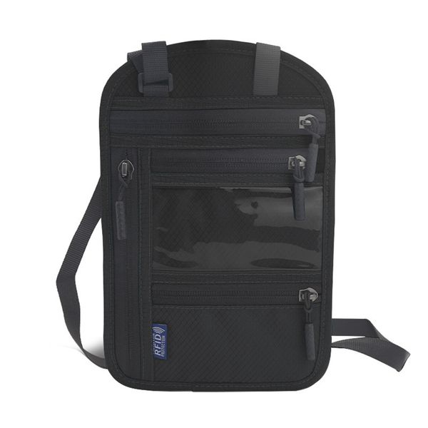 Passport Holder Travel Wallet Neck Pouch RFID Blocking for Ticket Cards