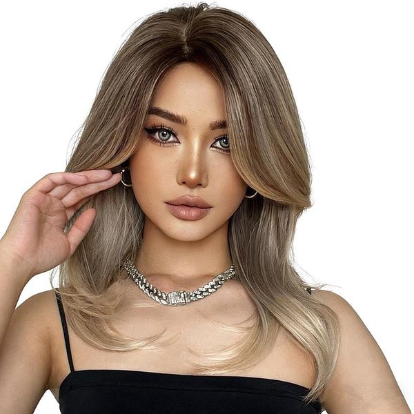 EMMOR 10 Inches Gradient Color Slightly Off-Center Parting Curly Wig