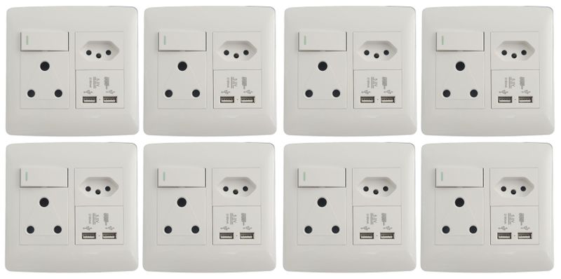Euro And 2 Usb Socket - 8 Pack image