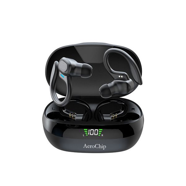 Waterproof True Wireless Sports Earphone Buds with Earhook-Black