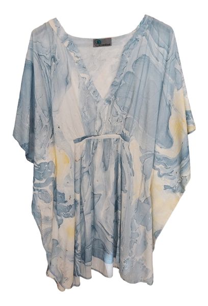 UB Creative Short Marble Print Kaftan Blue