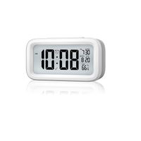 Digital Alarm Clock, Smart Night Light Easy Operation Clock for Kids - White