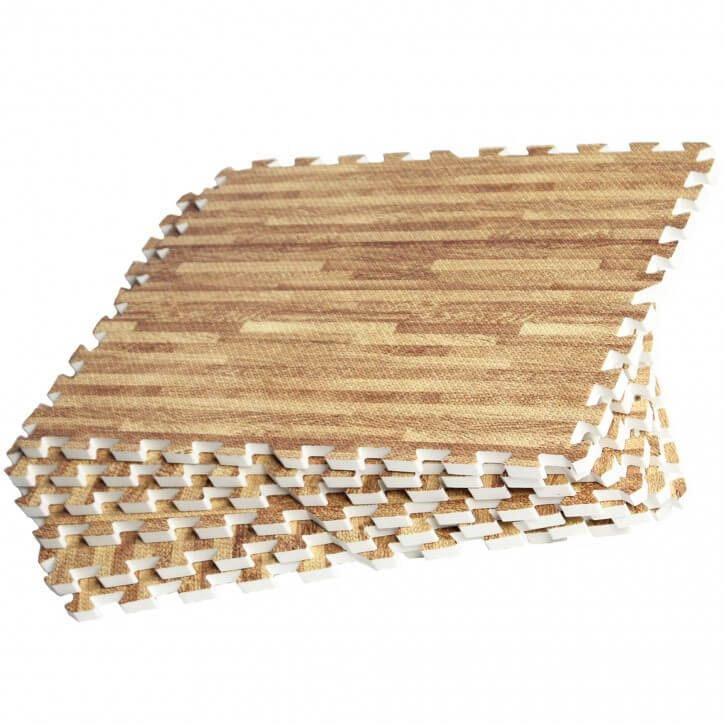 GORILLA SPORTS SA Floor Protection Mat Set 8 Mats Wood Effect