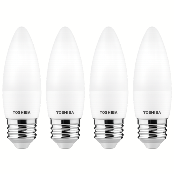 TOSHIBA E27 LED Candle Light Bulb 3W Cool Daylight 6500K - 4 Pack