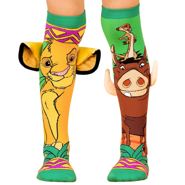 Disney Lion King Simba &amp; Pumbaa Knee-High Socks with 3D Ears (Age 6-99)