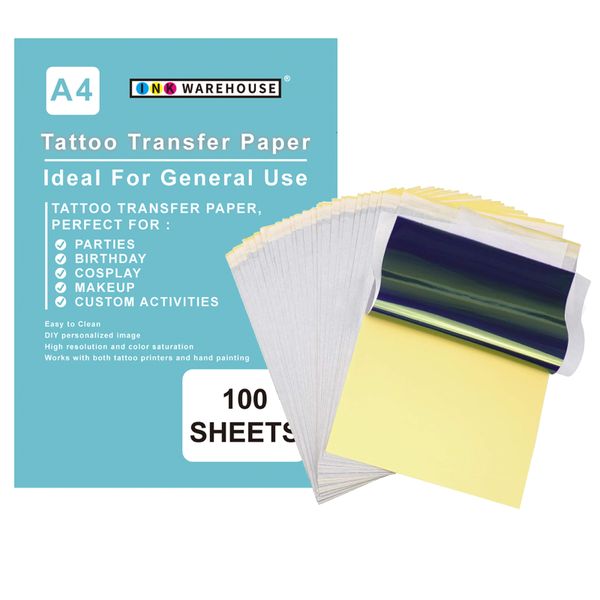 INK WAREHOUSE Tattoo Stencil Paper Hand-Painted or Thermal Transfer Paper A4 100 Sheets