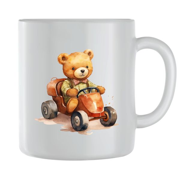 Red Car Coffee Mugs for Men Women with Teddy Bear Lover Graphic Cup Gift189