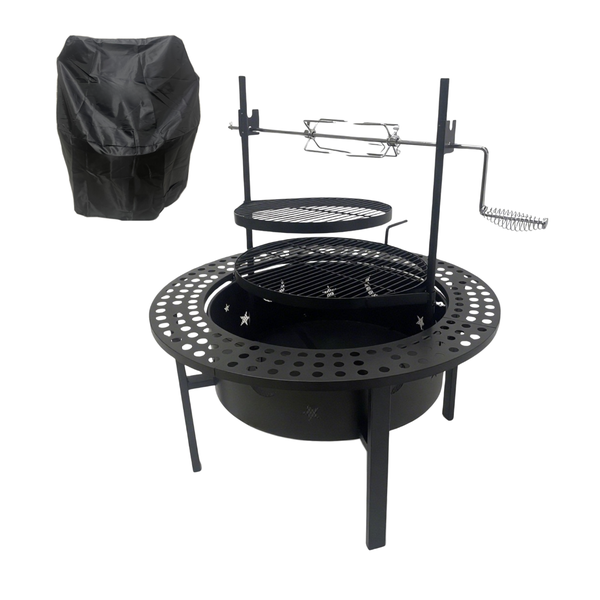 BraaiBoss 60cm Mega Fire Pit &amp; Braai Grill with Rotisserie Spit &amp; Cover
