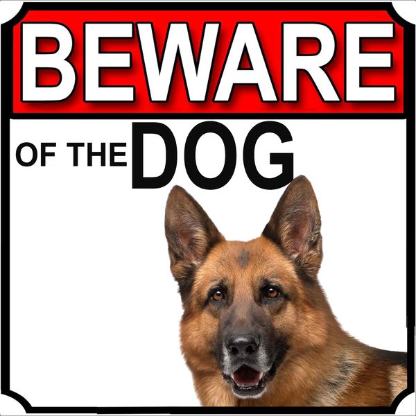 Beware Of The Dog Sign 29x29cm - 2 Pack