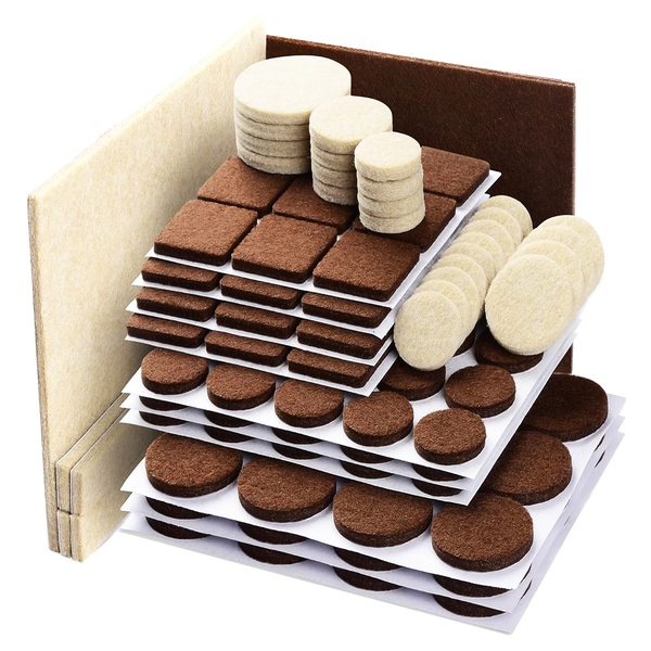 133 Piece Premium Felt Furniture Pads Wood Floor Protectors- Brown &amp; Beige
