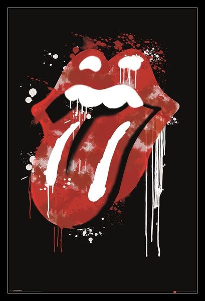 The Rolling Stones - Graffiti Lips Poster with Black Frame