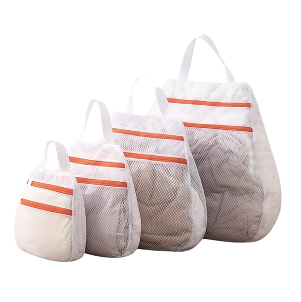 Set of 4 Multifunctional Double Pocket Mesh Laundry Bags
