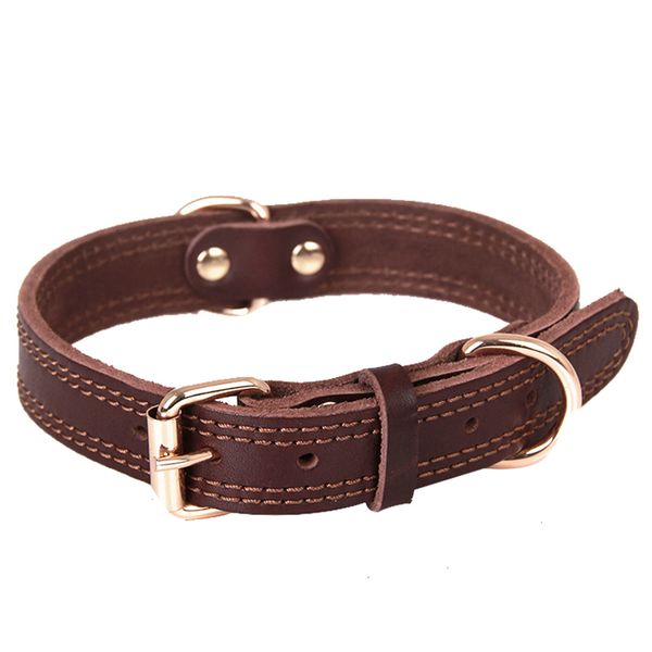 Vintage Brass Buckle Leather Pets Collar