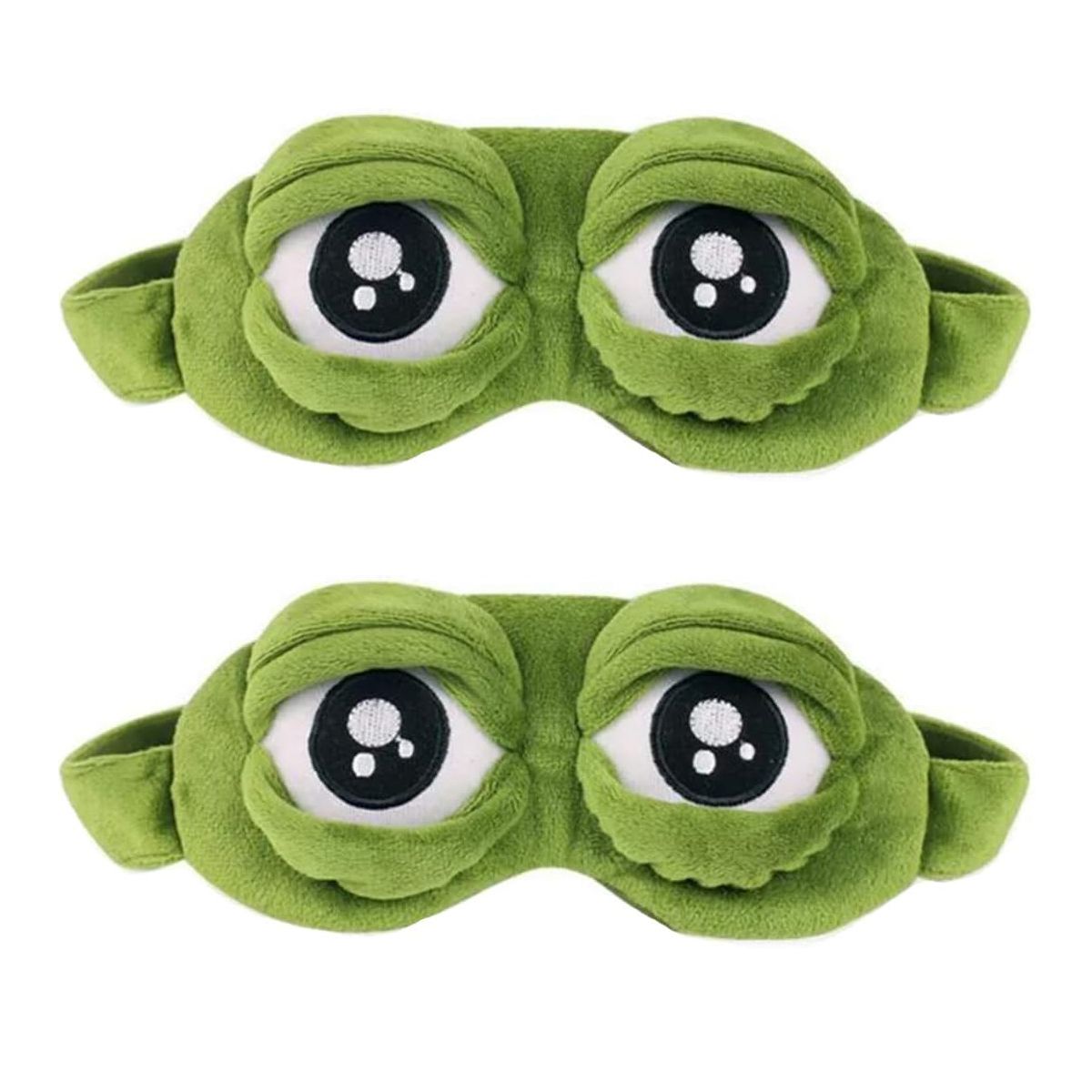 2PCS Sleep Eye Mask for Women Kids Adjustable Cute Sad Frog Eye Shade Cover