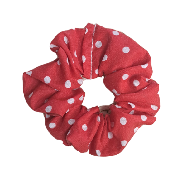 Red with white dot print - Single - Scrunchie