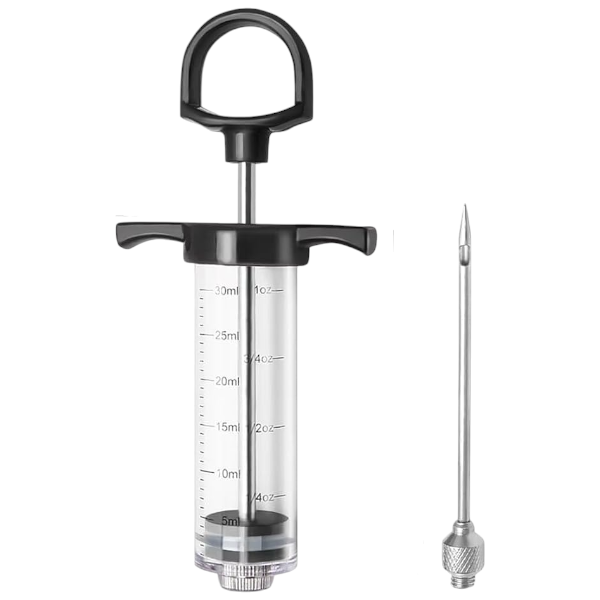 Premium Marinade Injector With Clear Measurement Markings - Black