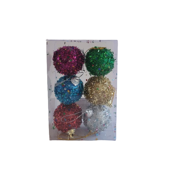 6 Piece 5cm Glitter Christmas Tree Decorations