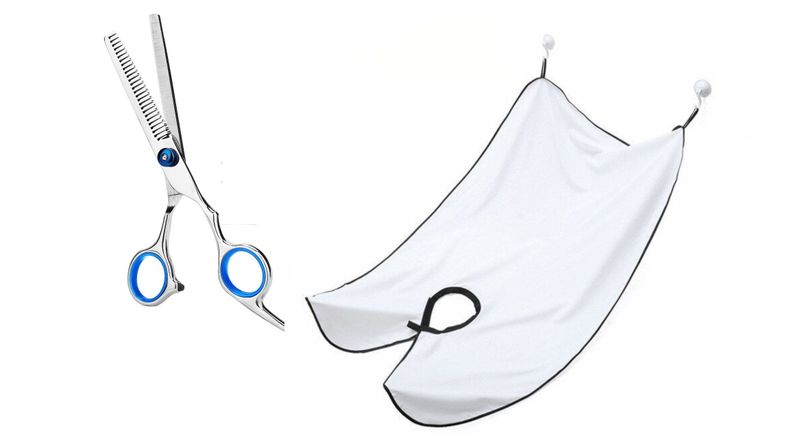 professional Thinning scissor and a white trimmer catcher