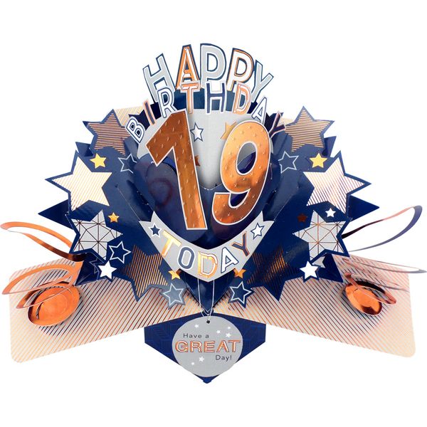 Happy 19th Birthday 3D Pop Up Card - Male