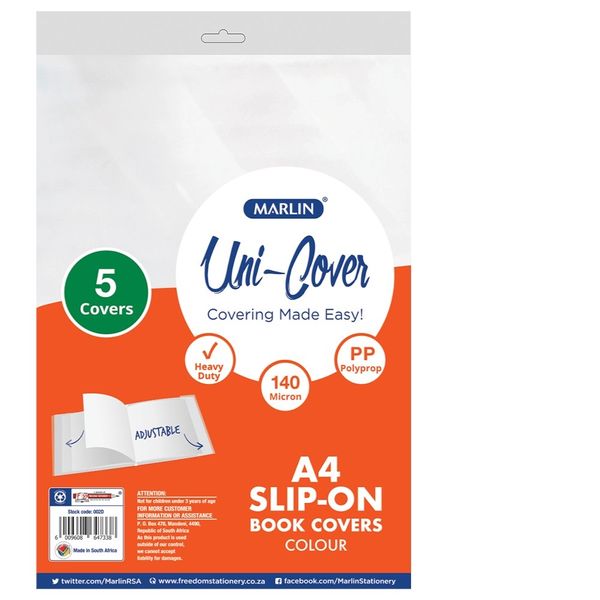 Marlin - 5 Piece A4 Slip-on Coloured Book Covers x 10