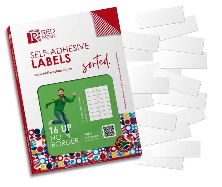 Redfern 16upnb A4 Self-Adhesive Labels100 Sheets