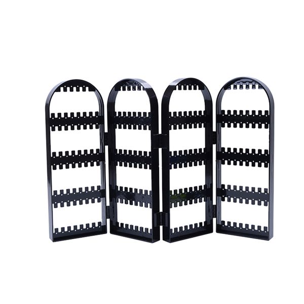 Foldable 4 Doors Plastic Jewelry Earrings Display Stand Bracelet - Black