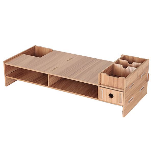 LCD Monitor Wooden Heightened Rack Desktop Storage Rack
