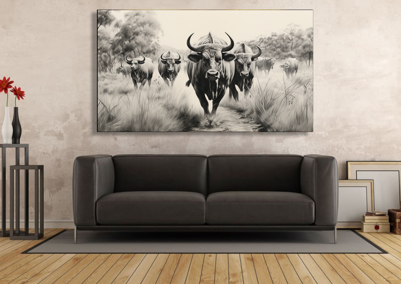Canvas Wall Art - Buffalo Herd Abstract - HC1095