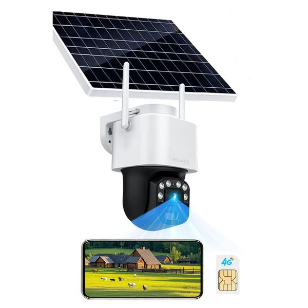 8MP 4G Outdoor Security Cameras withSolar Panel-Free 4G SIM Card HUAOI