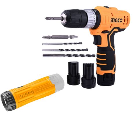 Cordless drill 2025 flashlight combo