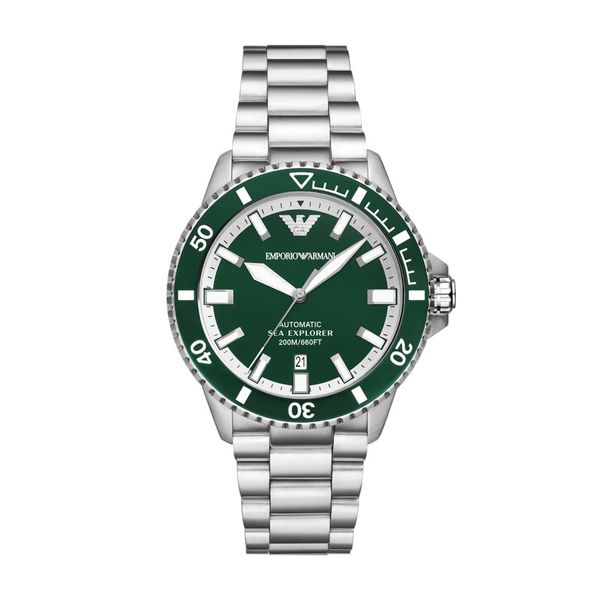 Emporio Armani Mens Silver Stainless Steel Strap Watch-AR60080