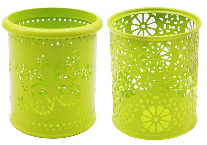 1 x Metal Flower Design Storage Box Organizer Stationery Holder 10cm x 8cm