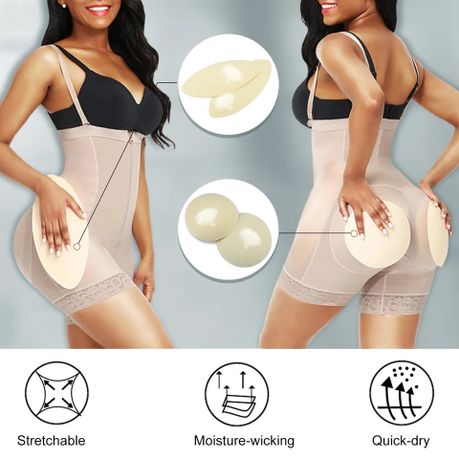 Padded Shapewear Boydsuit with Removable Hip Pads And Butt Pads - Nude, Shop Today. Get it Tomorrow!
