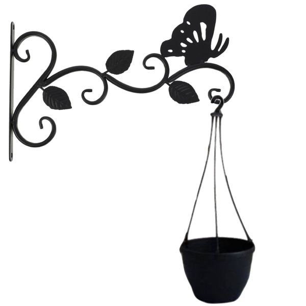Garden Decor Wall Mounted Butterfly Flower Pot Hook &amp; Hanging Pot Plant