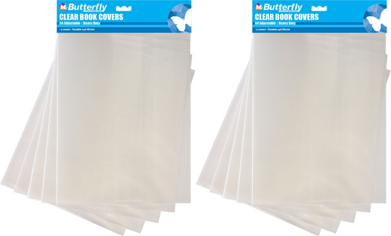 Book Cover - A4 140 m Clear Pre-Cut Plastic Adjustable 5X2