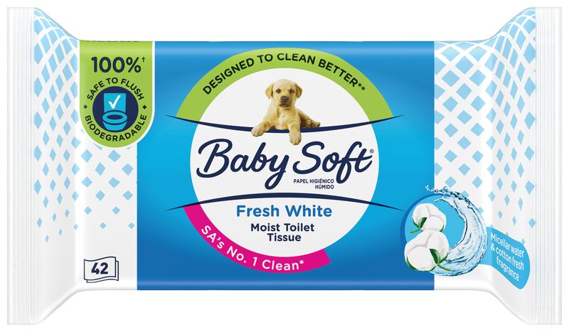 Baby Soft Moist Toilet Tissue 42's Fresh White