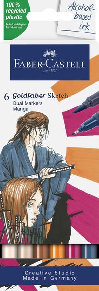 Faber-Castell, Goldfaber Alcohol Double Tip Sketch Marker, 6ct set, Manga