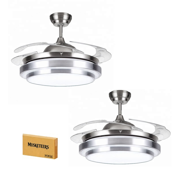 MUSKETEERS Remote Control Retractable Ceiling Fan with LED Light - 2 Pack