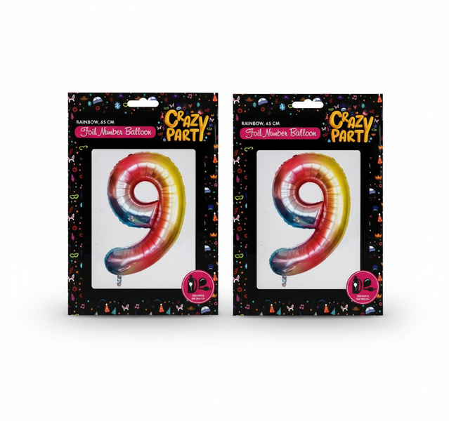 Crazy Party Helium Foil Rainbow Balloons 65cm for Birthday Decor - 2 Pack