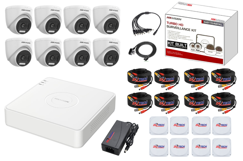 Hikvision 8CH Dome Camera CCTV Kit with Zatech Junction Boxes &amp; Ready Cable
