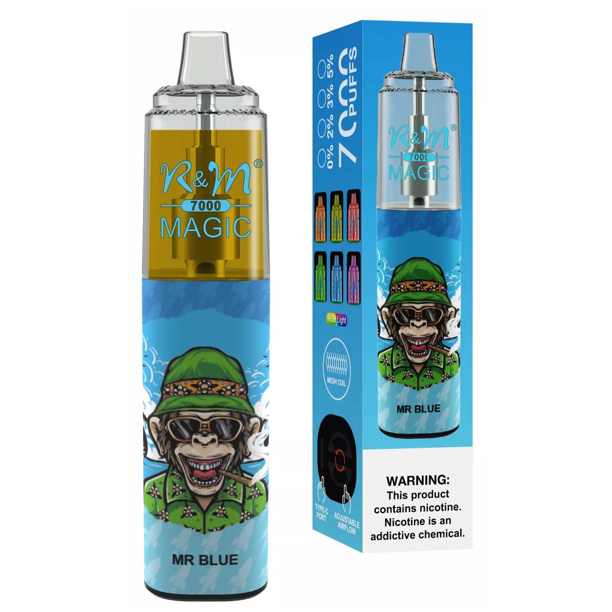 Magic 7000 Puffs Rechargeable Disposable Vape With 14.5ml Mr Blue ...